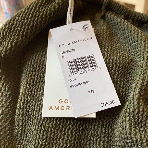 Good American Tiny Ties Bikini Bottom Stormy Size Small Medium NWT - Picture 9 of 10